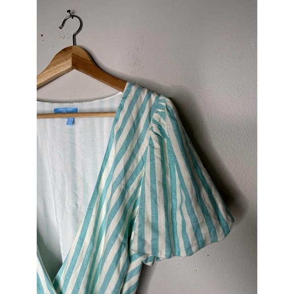 Draper James RSVP Striped Rayon Linen Wrap Dress M - Picture 3 of 8